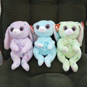 Lot of 3 NWT Ty Beanie Bellies Easter Bunnies - Hyacinth, Bluford & Peridot